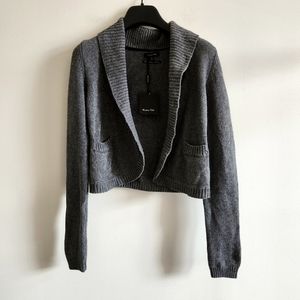 SOLD | Massimo Dutti NWT US S cropped open front sweater cardigan, dark gray